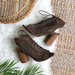 Sam Edelman Rocco Suede Peep Toe Block Sandal 9.5